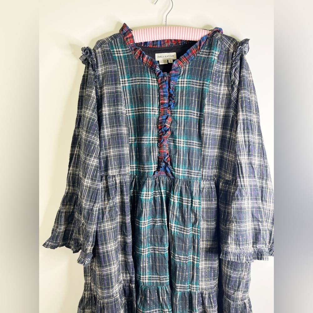 Anthropologie Dhruv Kapoor Ariana Plaid Ruffled Mini Dress - Picture 6 of 16